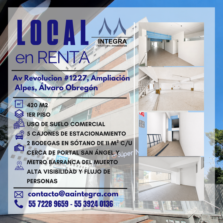 LOCAL COMERCIAL EN RENTA SOBRE AV. REVOLUCIÓN
